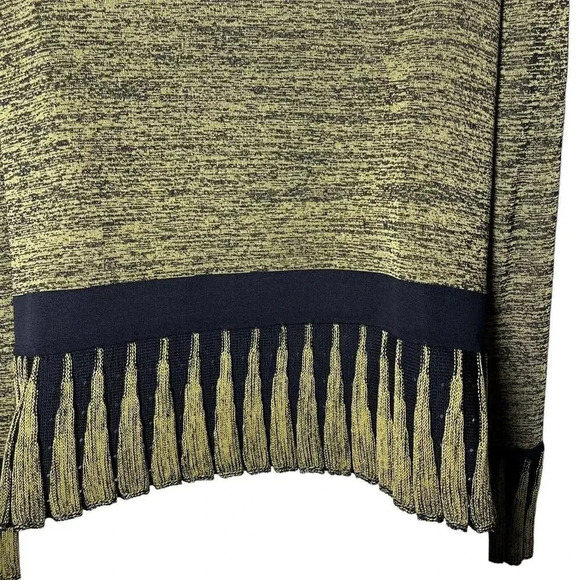 Ming Wang Blazer cardigan Jacket Womens size small ruffle collar black khaki - Picture 7 of 9